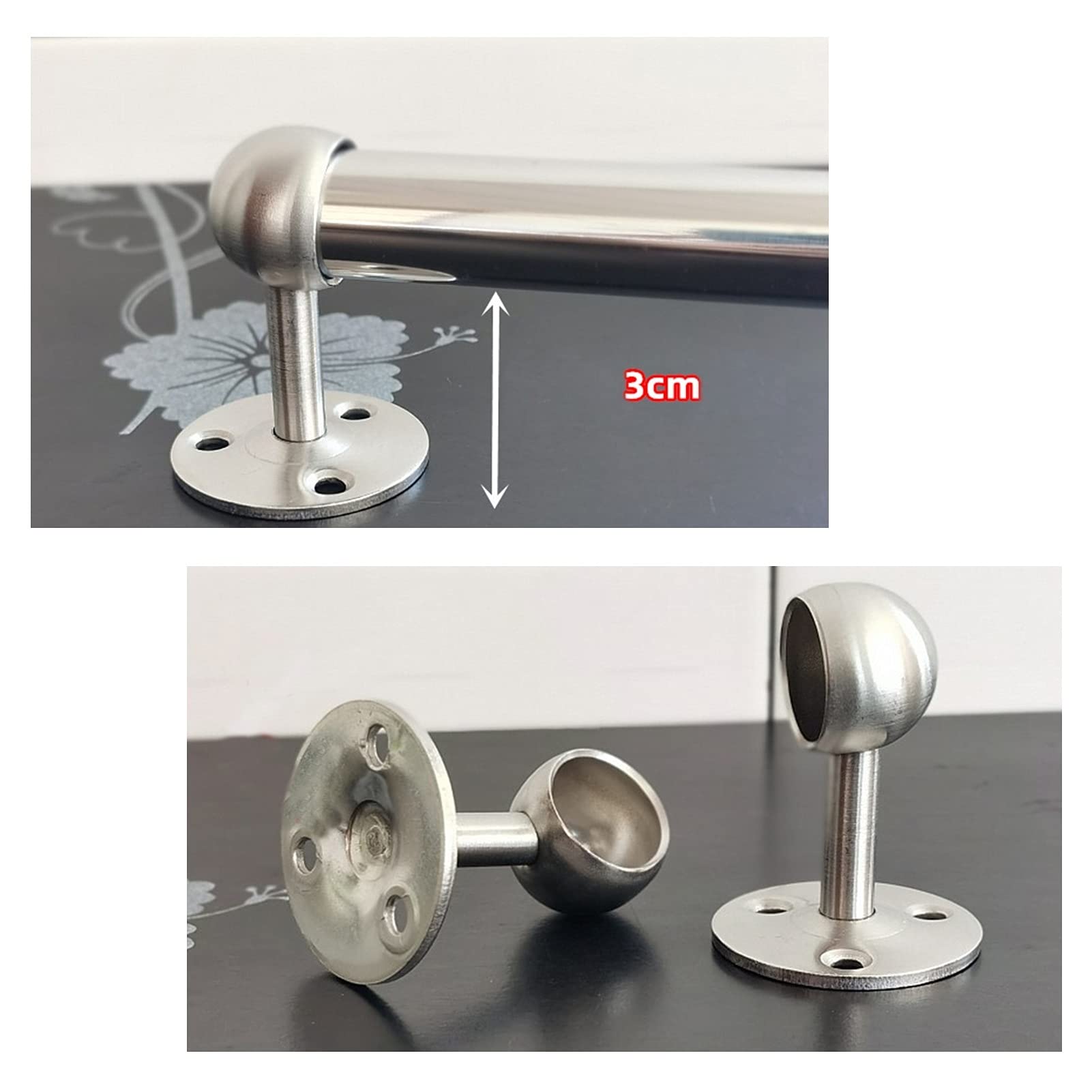 Portasciugamani in acciaio inox SUS 304 di alta qualità, 100 cm, da parete, rotondo, finitura argento, per bagno e cucina, durevole, con viti incluse