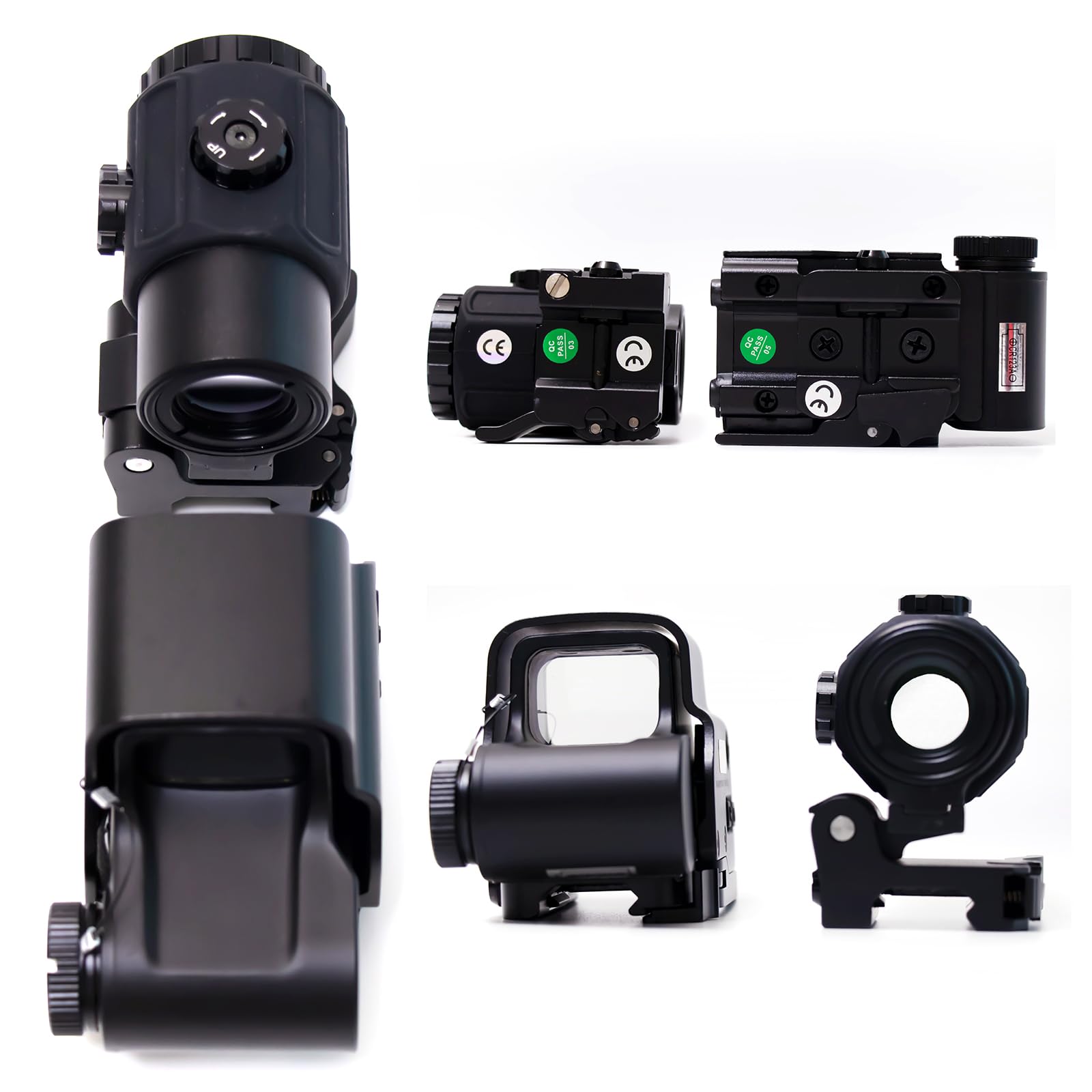 Bravary 2023 New 558 G43 Holographic Sight Magnifier Combo for Airsoft Red & Green Dot Holographic Reflex Sight Scope w/ G43 3X Magnifier Combo Built-in Flip QD Mount