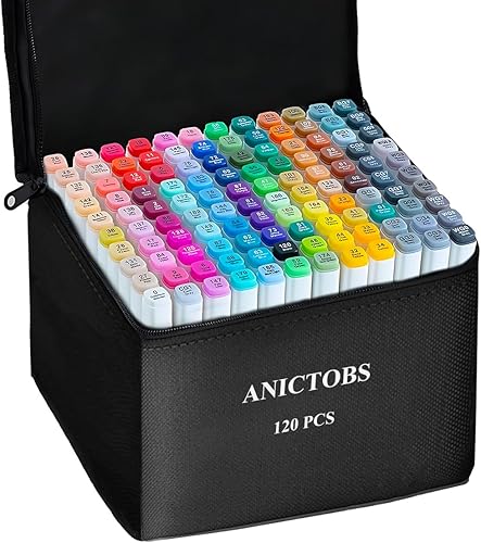 Marcadores de alcohol de 120 colores con soporte base, marcadores de dibujo artístico, perfectos para estudiantes, niños y adultos, cómics, bocetos,