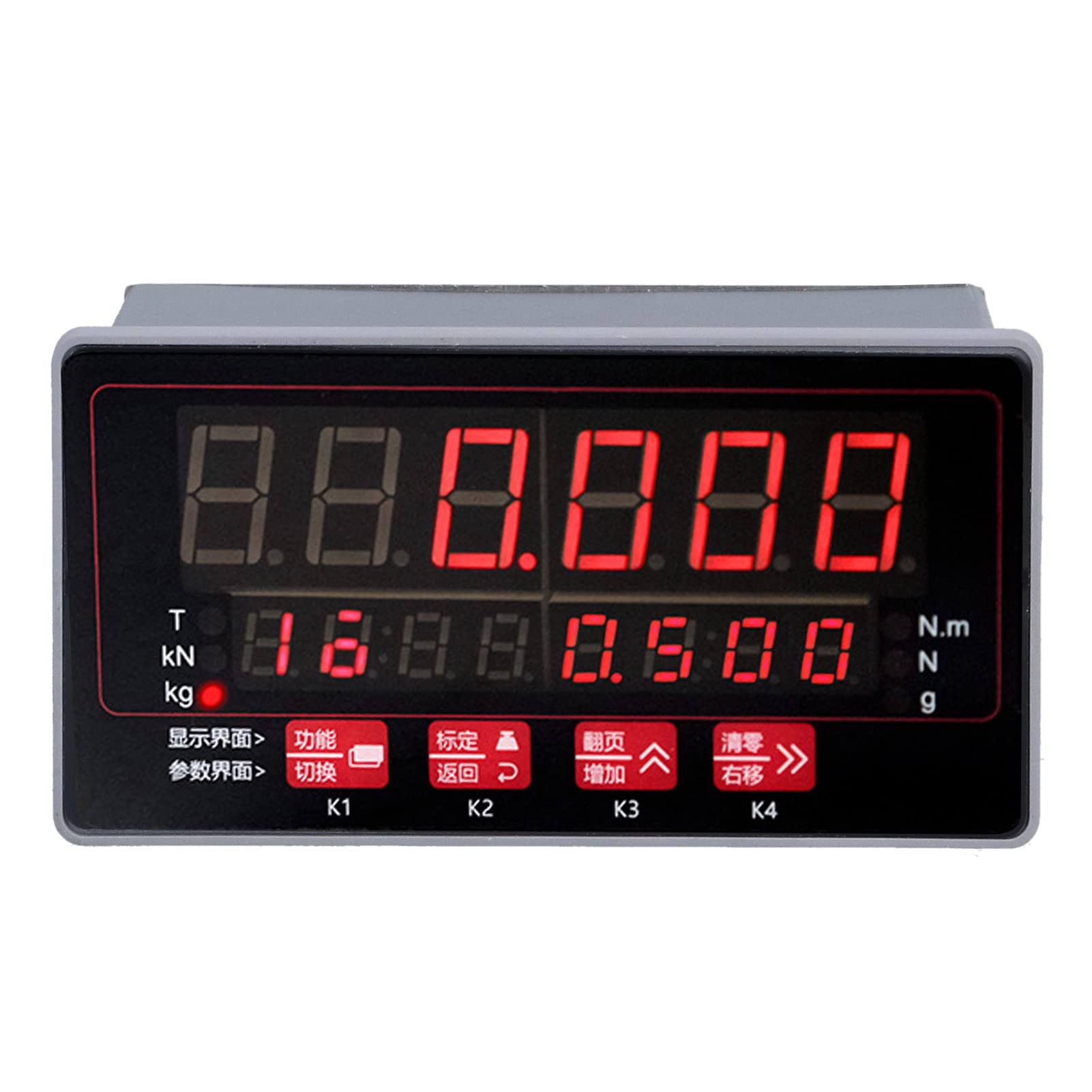Cryfokt Controller per Celle di Carico, Strumento di Pesatura Digitale a Doppio Display con Display LED a 6 Cifre e relè a 4, con Comunicazione da 15 a 30 V CC, Guscio in Alluminio