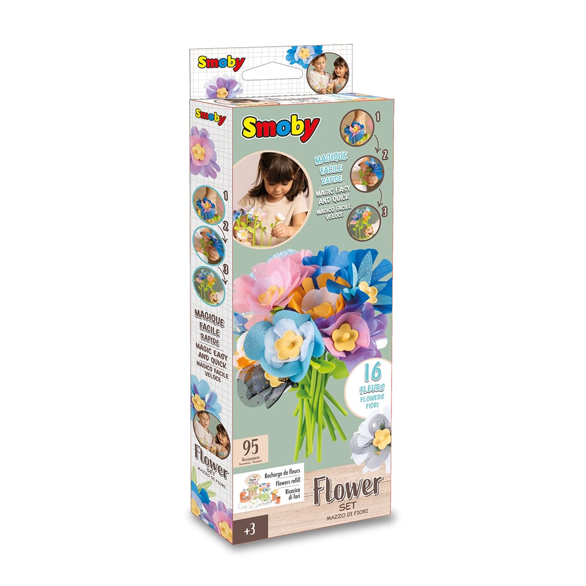 Smoby - Flower Market - Activité Manuelle - Recharge 16 Fleurs pour Le Marché aux Fleurs - A Partir de 3 Ans - Fabrication Française (Lot de 2)