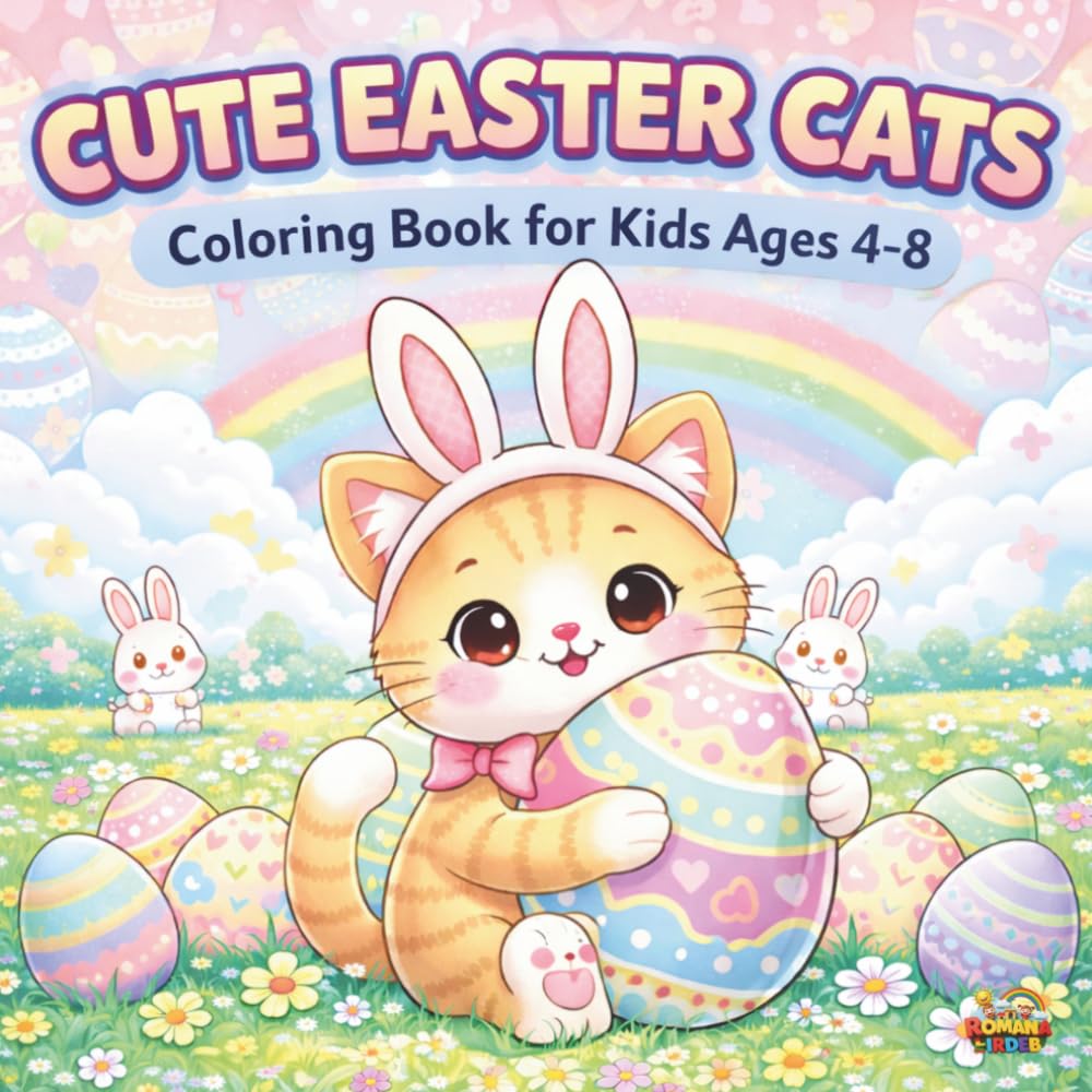 Cute Easter Cats Coloring Book for Kids Ages 4–8: Adorable Kittens, Bunnies & Egg Hunt Fun: Big and Simple Spring Coloring Pages with Sweet Kittens, ... Bunny Friends - Perfect Easter Basket Gift
