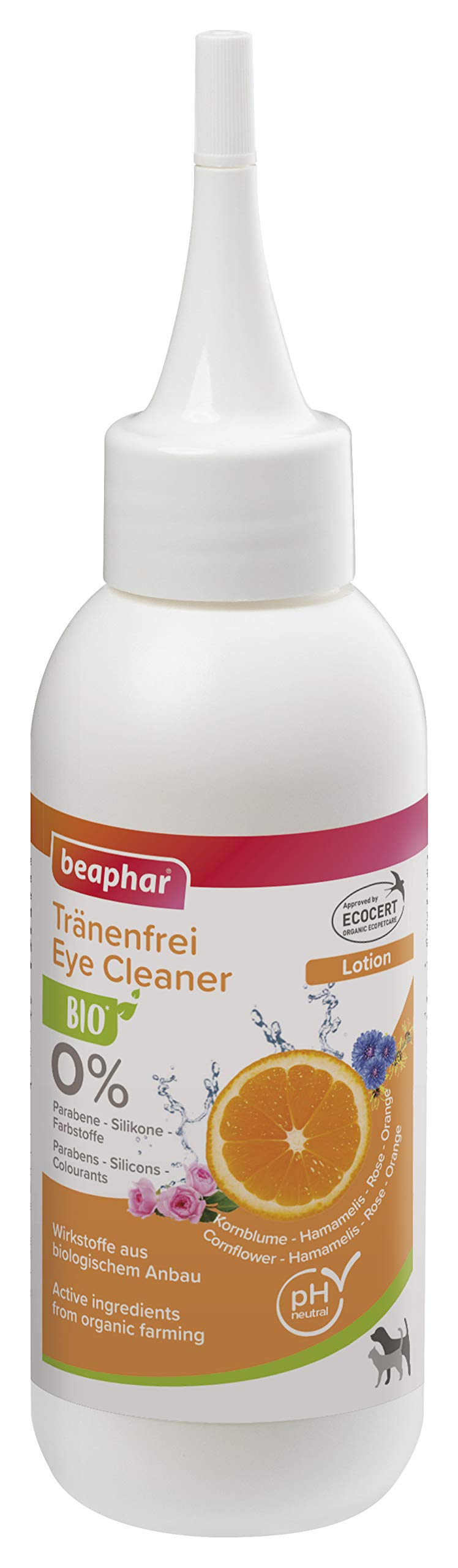 beaphar - Bio Tränenfrei Lotion Für Hunde Und Katzen - Gegen Irritationen im Augenbereich - Mit 99% Natürlichen Inhaltsstoffen - ECOCERT - 0% Parabene, Sillikone, Farbstoffe - PH-Neutral - 100 ml