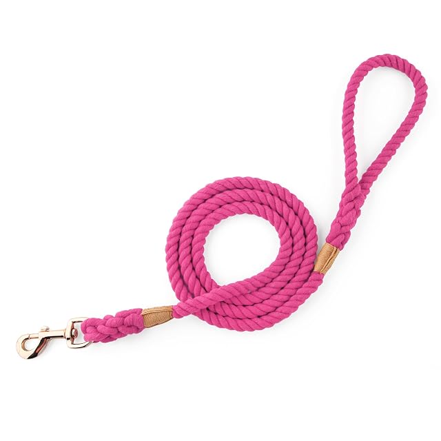 Foto 3 de 7 de Snootiful Hound Correa para perro de cuerda de algodón, 150 cm, colores brillantes, 100% algodón (rosa)