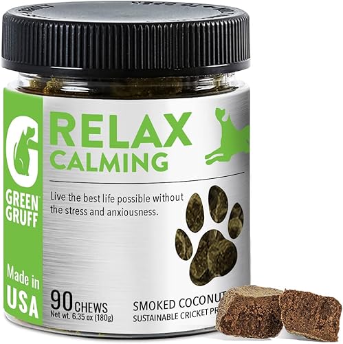 Green Gruff Calming Chews for Dogs - Organic Calming Dog Supplement - Veterinarian Approved - Dog Calming Treats to Relieve Stress Separation Storms