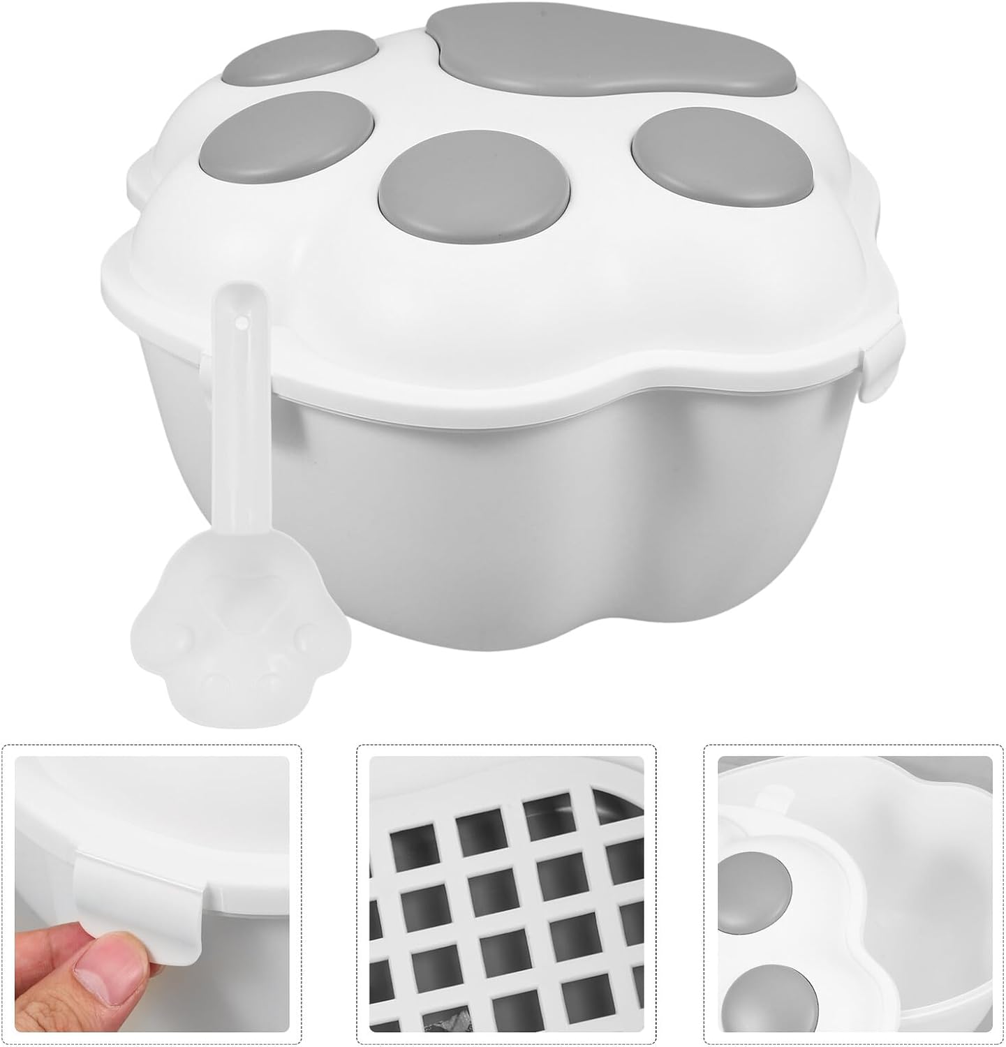 Airtight Large Pet Food Storage Container with Lid and Scoop Gray Dog and Cat Food Organizer Bin for Home Use