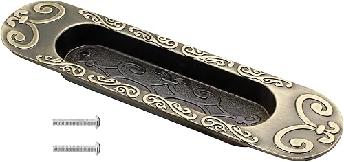 Manija de puerta corredera de 5.8 pulgadas, manija empotrada de aleación de zinc para armario de armario, color bronce, 2 unidades