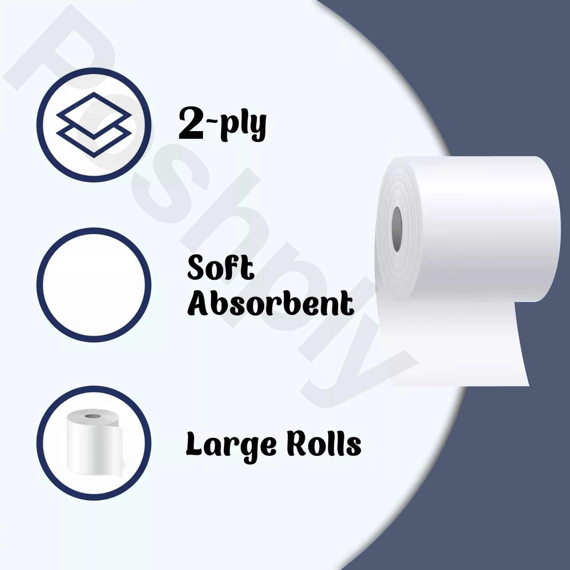 Rollos de papel higiénico de 2 capas, sin perfume, en relieve, suave, acolchado, papel higiénico