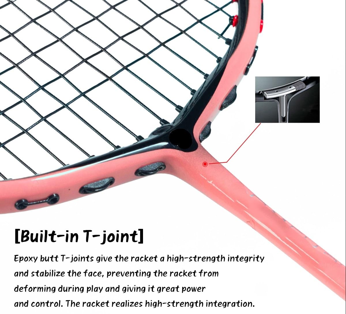 Badminton Set Raqueta de bádminton Ofensiva 4U Original de Fibra de Carbono Raquetas Badminton(1Pcs Pink Racket)