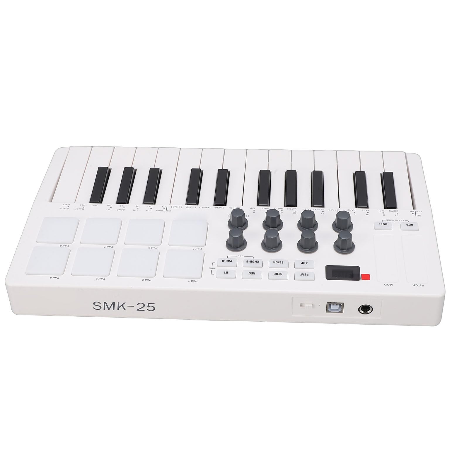 Controller Tastiera MIDI Bluetooth a 25 Tasti Produzione Musicale Accurata Portatile per Windows MacOS IOS Bianco
