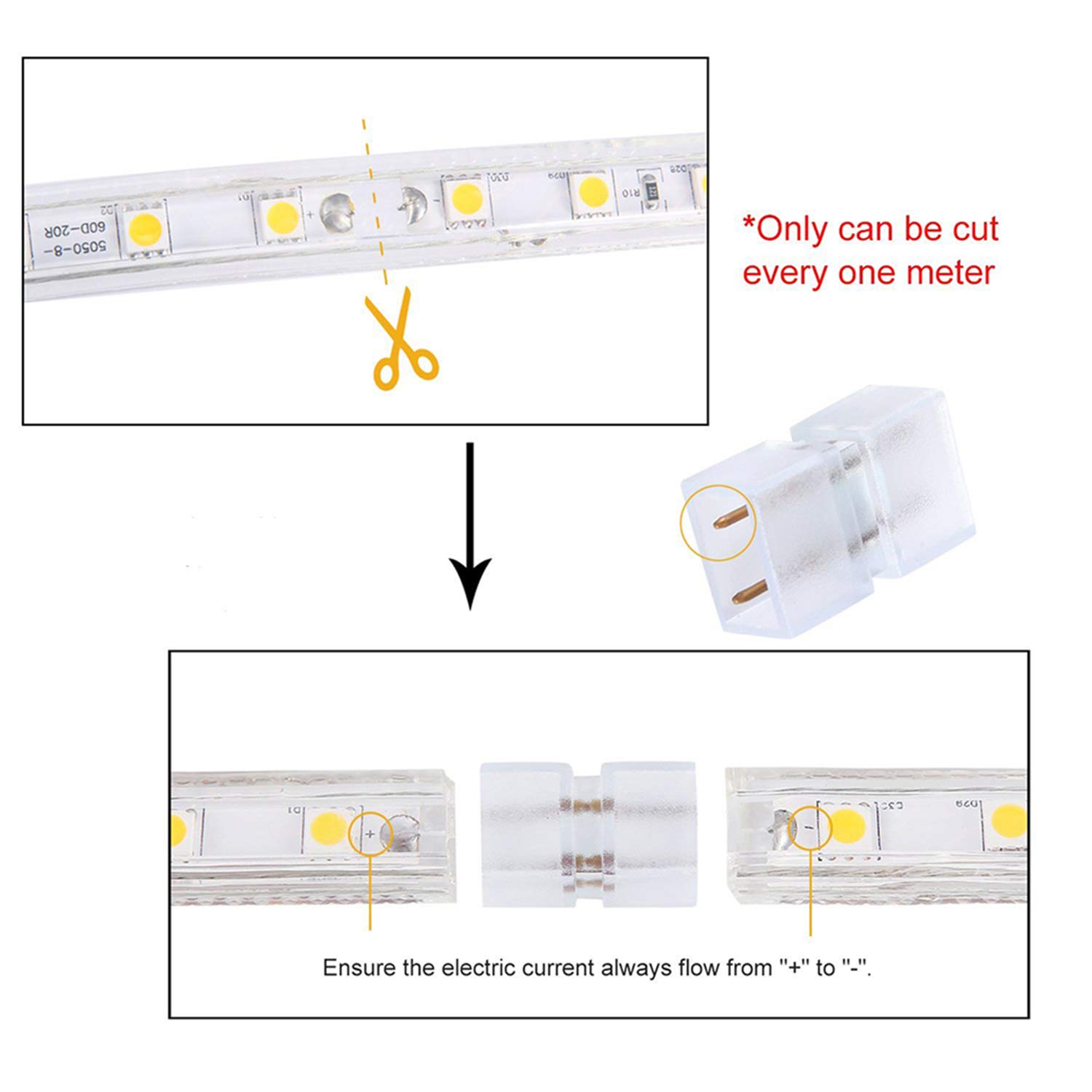 Taśma LED, wodoszczelna, bardzo jasne oświetlenie LED, ze stekcccccerem UE, 120 diod LED/m, 900 lm, taśma LED, zimna biel, (12 m) UE