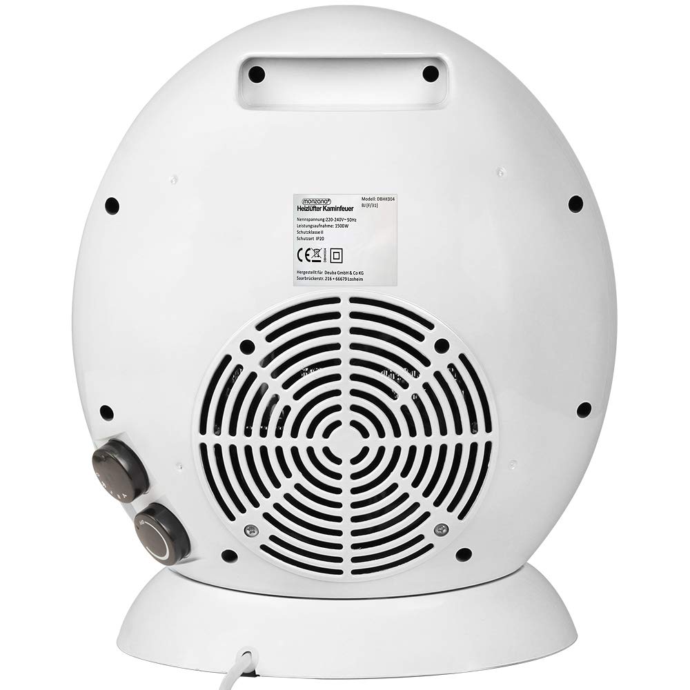 MONZANA® Calefactor Eléctrico Termoventilador Chimenea LED Efecto Llamas 1500W 2 Modos Estufa Calefacción Interior Hogar Oficina Camping Invierno