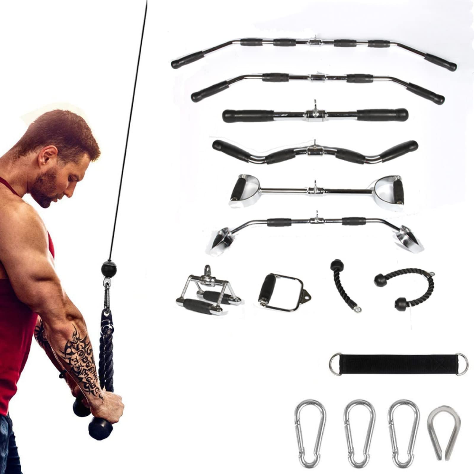 Buy Cable Machine Attachments,Tricep Push Pull Down Rope,Carabiner