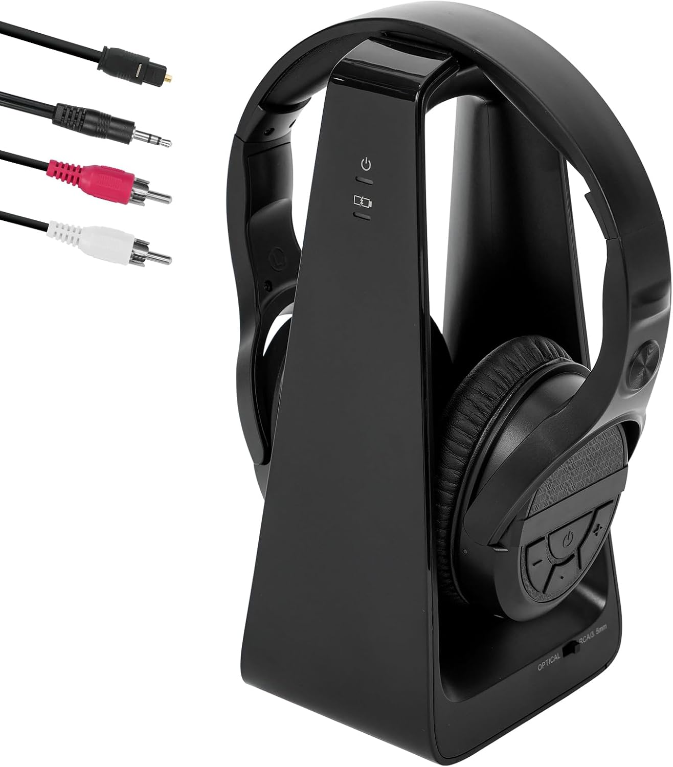 Wireless TV Headphones with Charging Transmitter Base, 2.4G Wireless Headphones for TV Watching, Large Buttons Clear Voice and Sound Boost for Seniors, Plug & Play Lightweight Comfort TV Headset