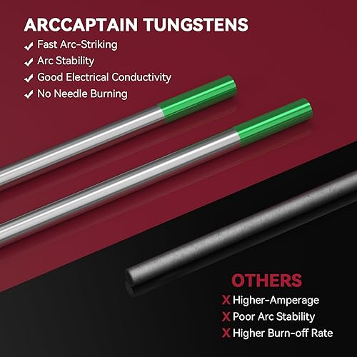 Miniatura 10 de ARCCAPTAIN TIG Welding Tungsten Electrode 10-Pack 3/32"x 7"(Purple - Non-Radioactive, EWG)