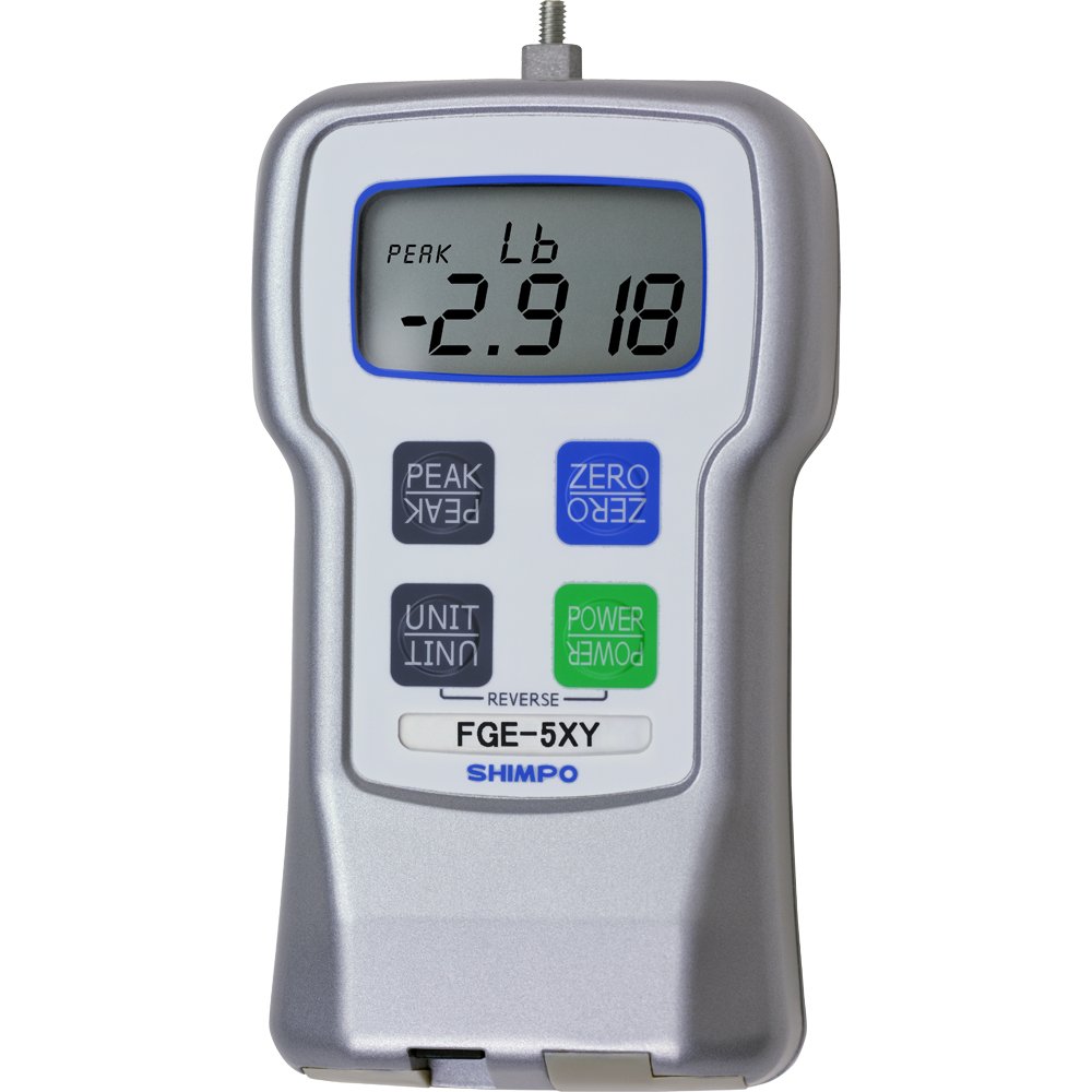 Nidec Shimpo FGE-5XY Digital Force Gauge, 5 lb/2 kg/20 N Measuring Range, 4-Digit LCD Display, 0.2% Accuracy