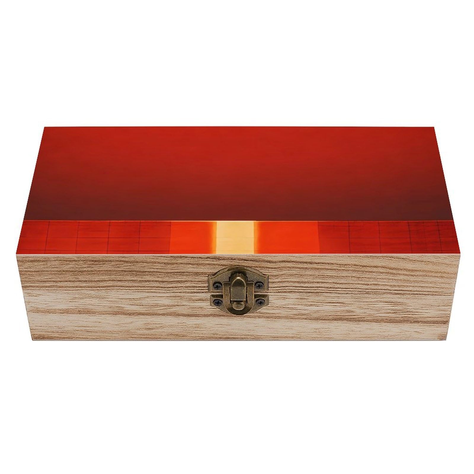 HLBSDM Orange Stripes Wooden Storage Box