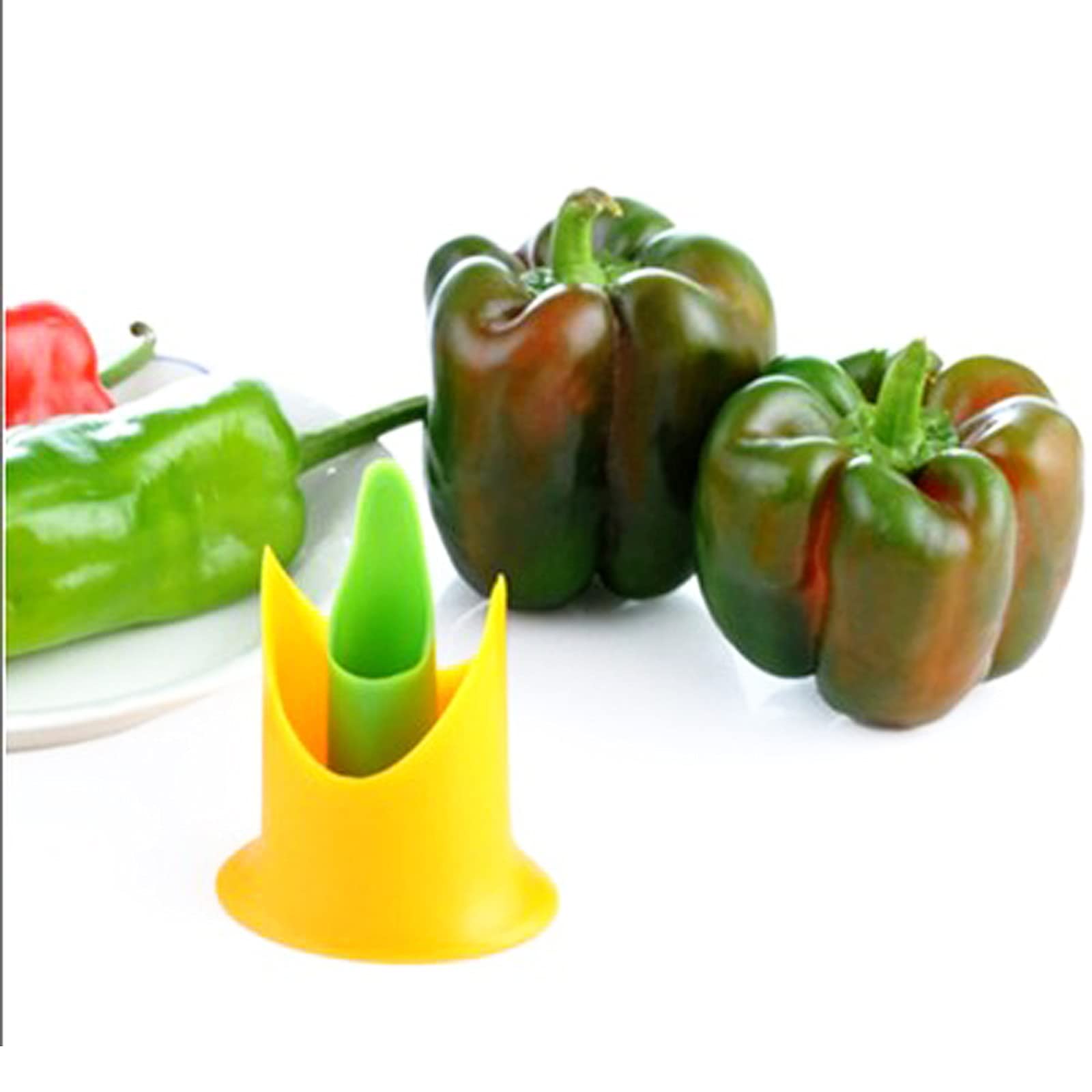 Torsolo Per Peperoni 2 In 1 - Rimuovi Semi Da Peperoncini E Peperoni Dolci, Utensile Da Cucina In ABS Verde, 11,3 Cm - 3