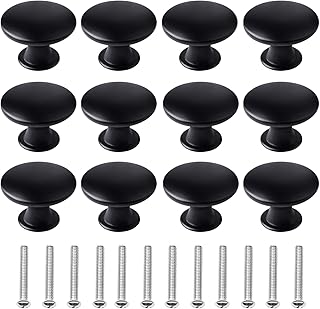 kuou 12 Pcs 30mm Black Matted Round Cabinet K...,