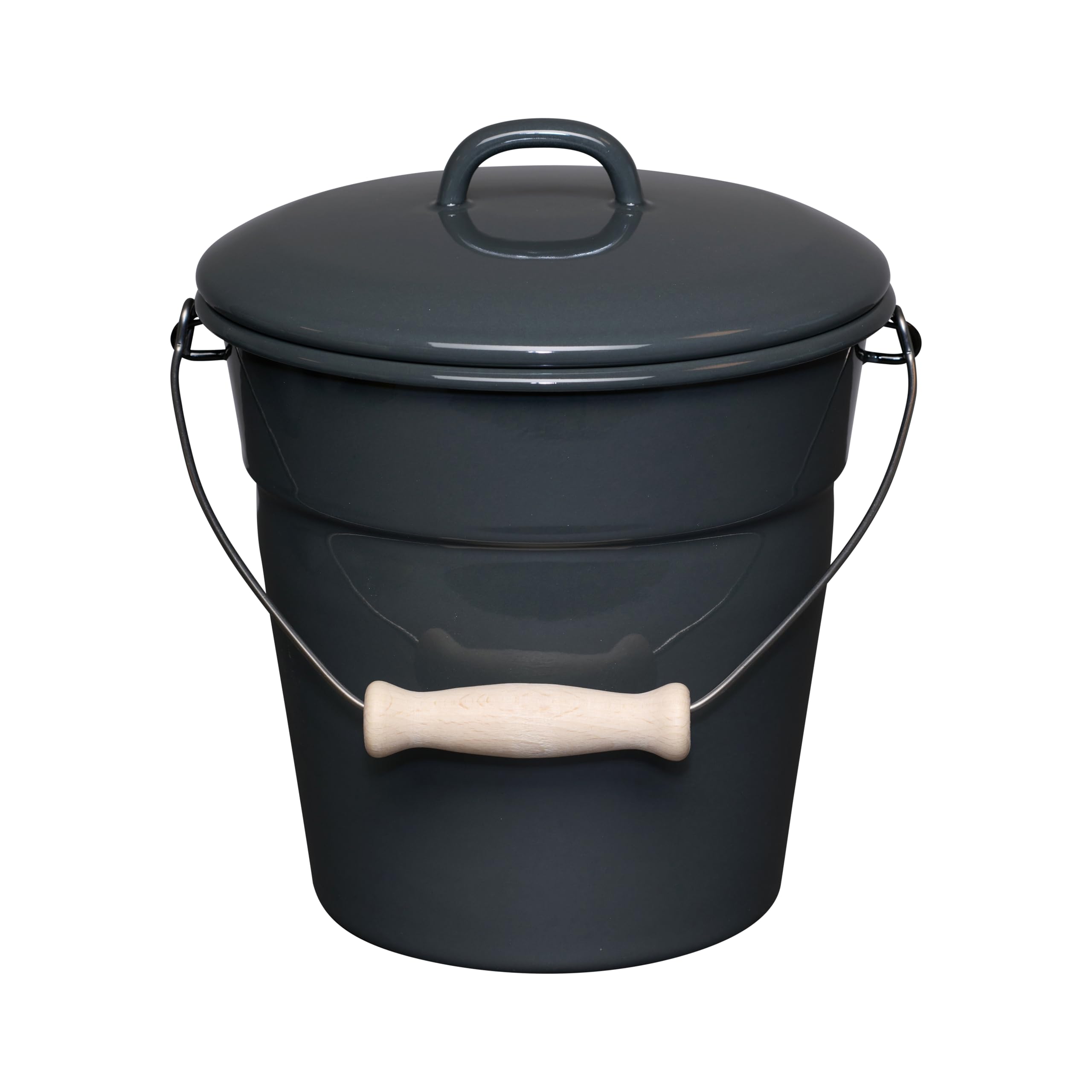 Riess, 0369-003, Cubo orgánico con tapa, diámetro 20 cm, 3,5 litros, esmalte, 1170 kg, LBH 21 x 22 x 18,8 cm, enfriador de champán, enfriador de bebidas, cubo para cubitos de hielo, cubo de jardín,