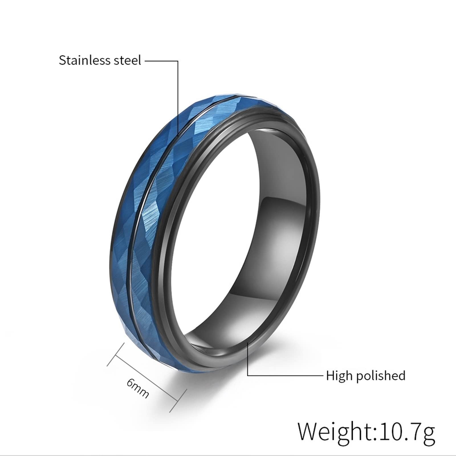 KnSam 2 Stück Kette Pärchen Personalisiert mit Ring Anhänger Wolfram, Partner Ketten Wunsch Text mit Gravur I Love You Geometrisch, Blau Schwarz - 5MM Breite, 60/ 50cm Länge, Damen 54 Herren 62