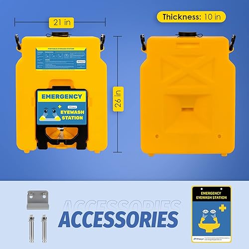 Miniatura 6 de Frifreego Estación de lavado de ojos resistente de 14 galones, estación portátil de lavado de ojos aprobada por OSHA, estación de lavado de ojos