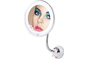 TOP4EVER Rechargeable 10X Magnetically Attached, Dimmable LED Vanity Makeup Mirror with Auto...