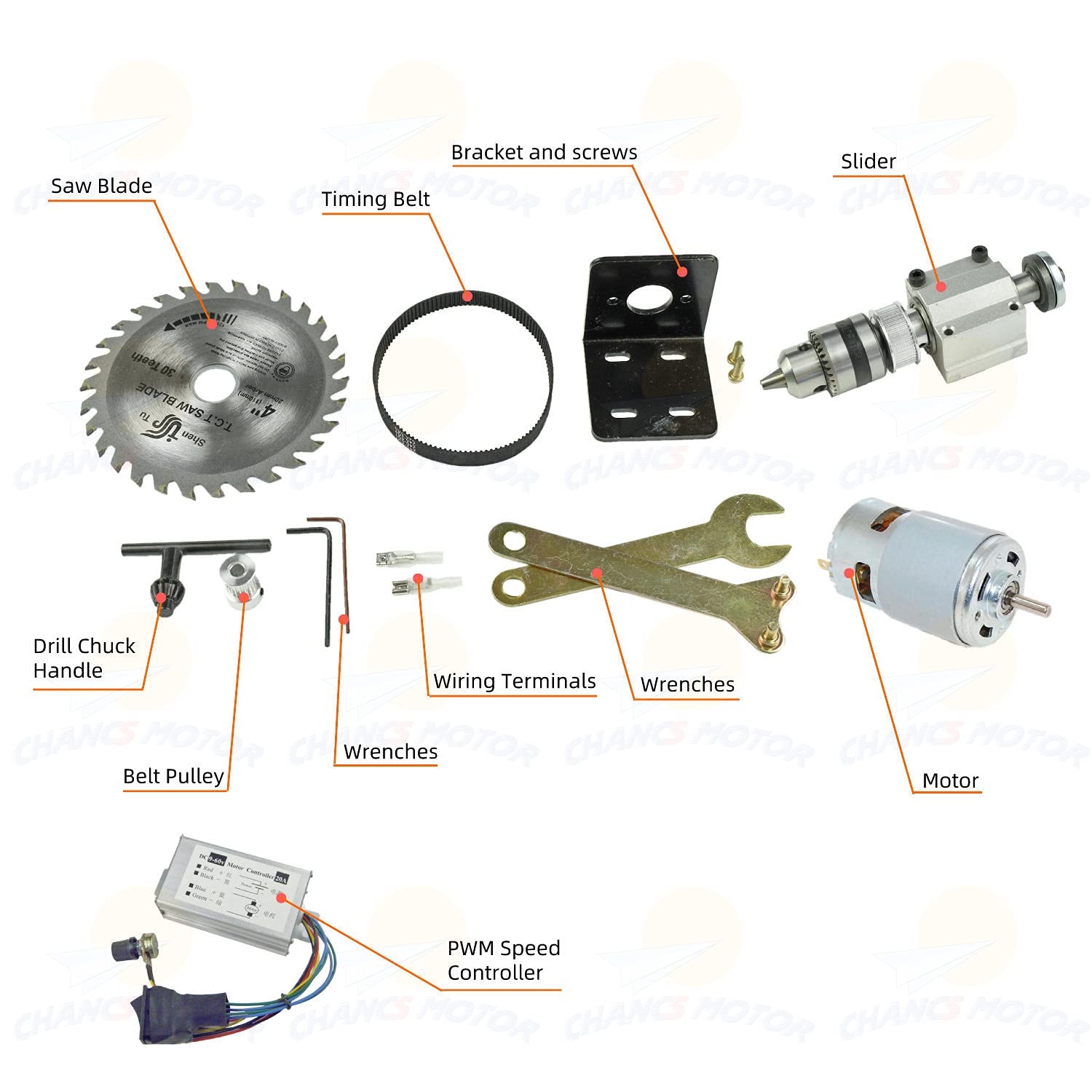 CHANCS 775 DIY elektryczna piła stołowa mini piła tarczowa bezprzewodowa DC 24 V 12000 RPM PWM kontroler prędkości napięcia wyjściowego DC 9-60 V