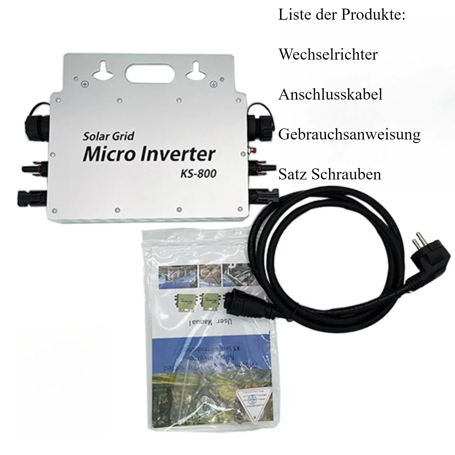 800W Micro Inverter Solar Grid Tie con schermo di monitoraggio dati AC IP67 con App WLAN per 2 moduli solari per centrale elettrica da balcone Centrale elettrica da balcone Inverter 190-270V AC