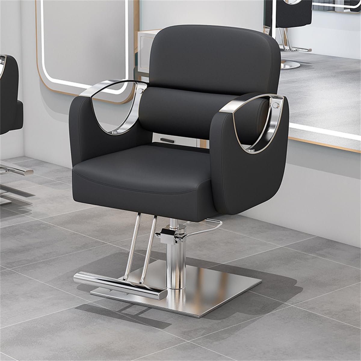 Generisch Friseurstühle, 360° drehbarer Friseurstuhl – Schwerlast-Hydraulik-Stylingstuhl, höhenverstellbarer Friseurstuhl für Friseure und Tätowierer, Tragkraft bis zu 150 kg