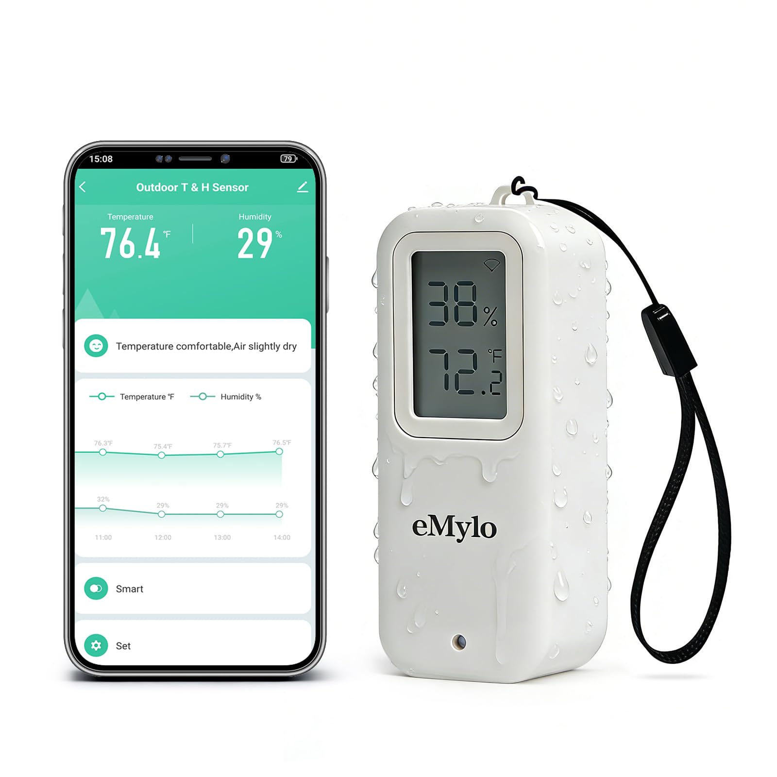Photo 1 of eMylo WiFi Thermometer Hygrometer, IP65 Waterproof Wireless Indoor Outdoor