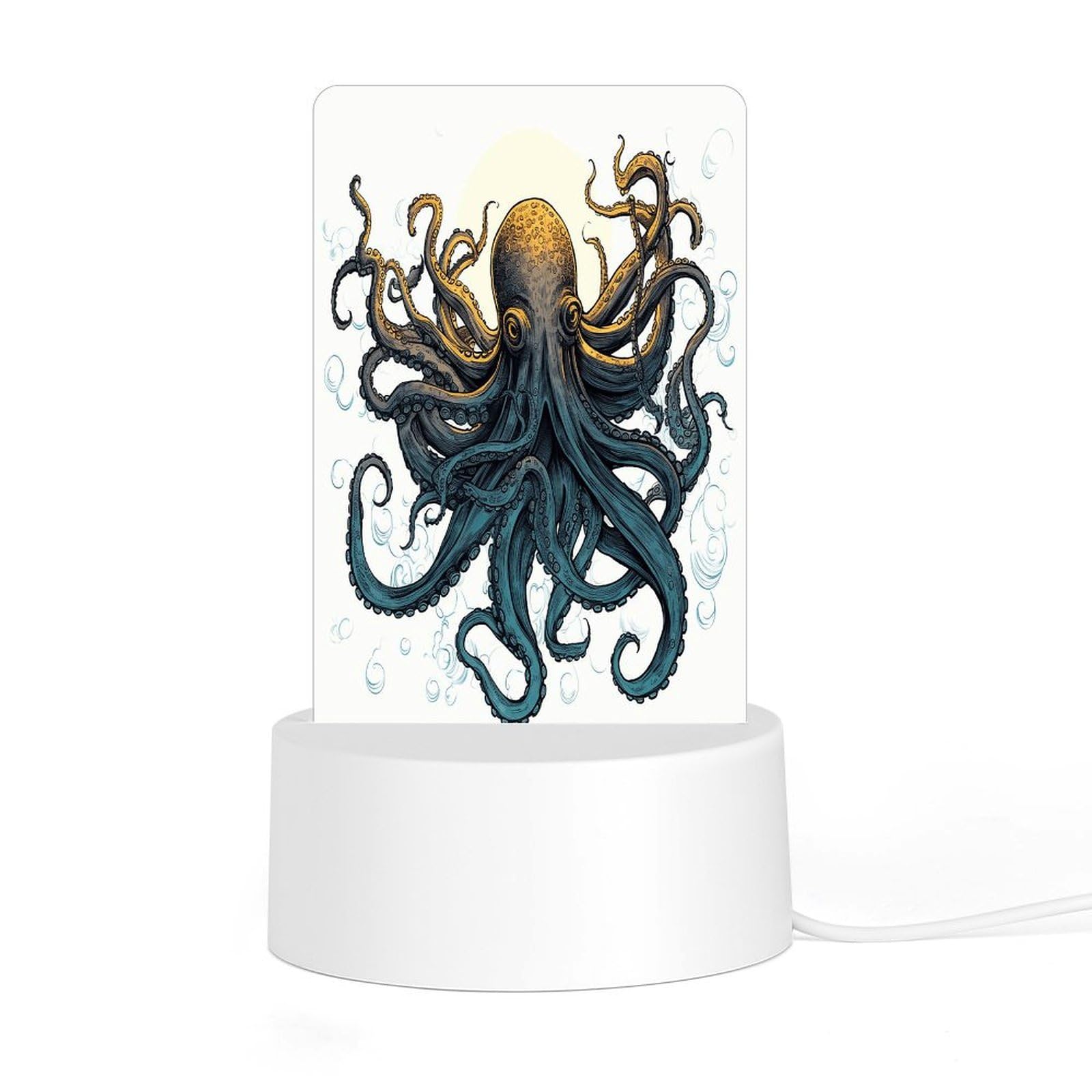 Adfgyerh Style Sun Ocean Octopus Night Light Acrylic Material Easy Installation, Home Decor Usb Interface Power Supply, Lamp For Restaurant Bar Cafe Room Decor