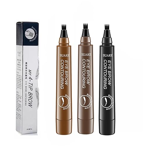 Bolígrafo de contorno de cejas, bolígrafo mágico preciso e impermeable, 4 puntas precisas, 24 horas de duración, impermeable y a prueba de manchas,