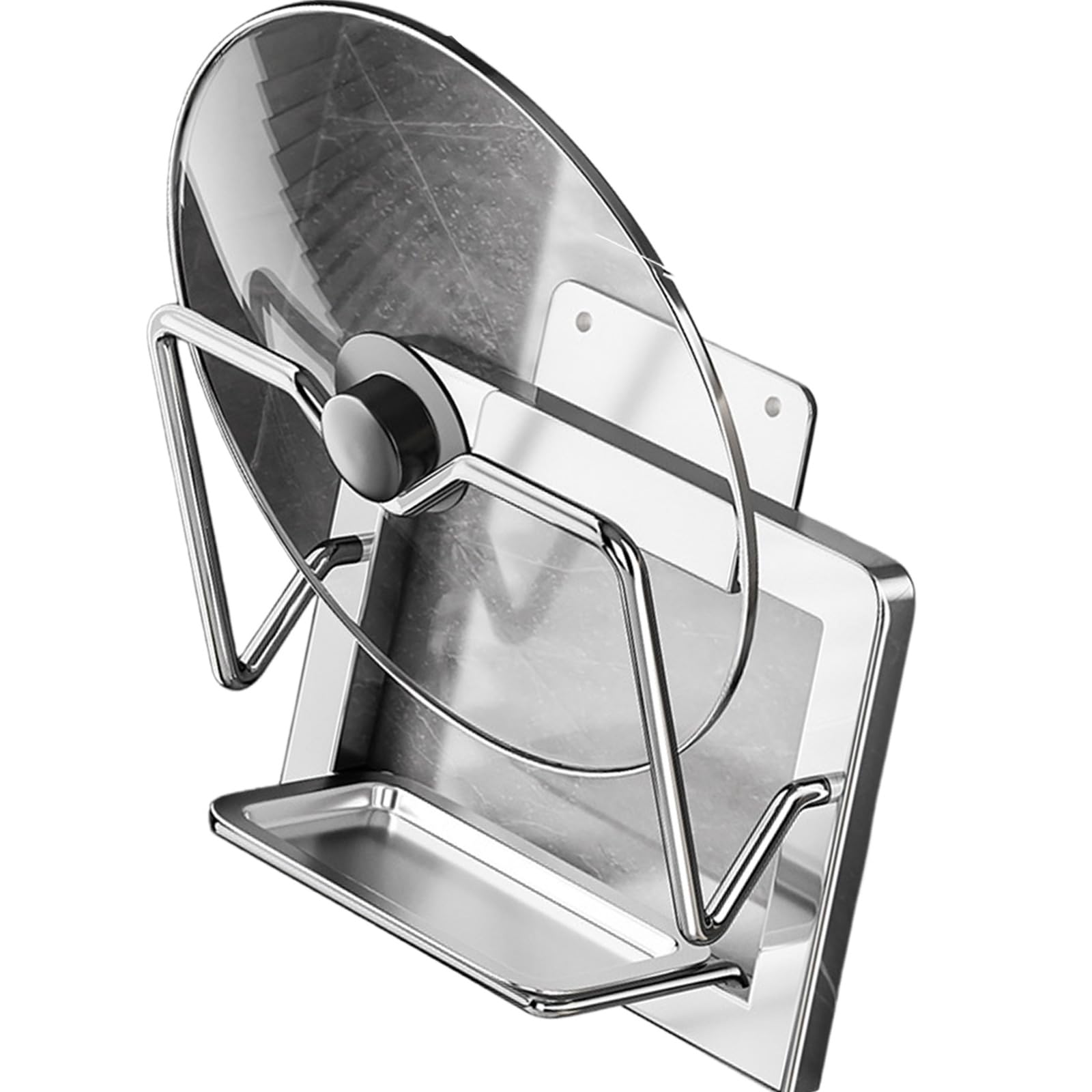 Tsophreniq Space Efficient Stainless Steel Pots Lid Stand Space Saving Cookware Storage Rack Home Organization Accessories Countertop Lid Organiser