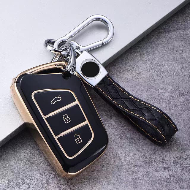 Car Key Case - tpu TPU Car Key Case Cover Protector For JAC JIAYUE A5 X4 X7 iC5 IEV S4 7S T8 Refine S4 S7 M63Button Key Chain (BLACK A)