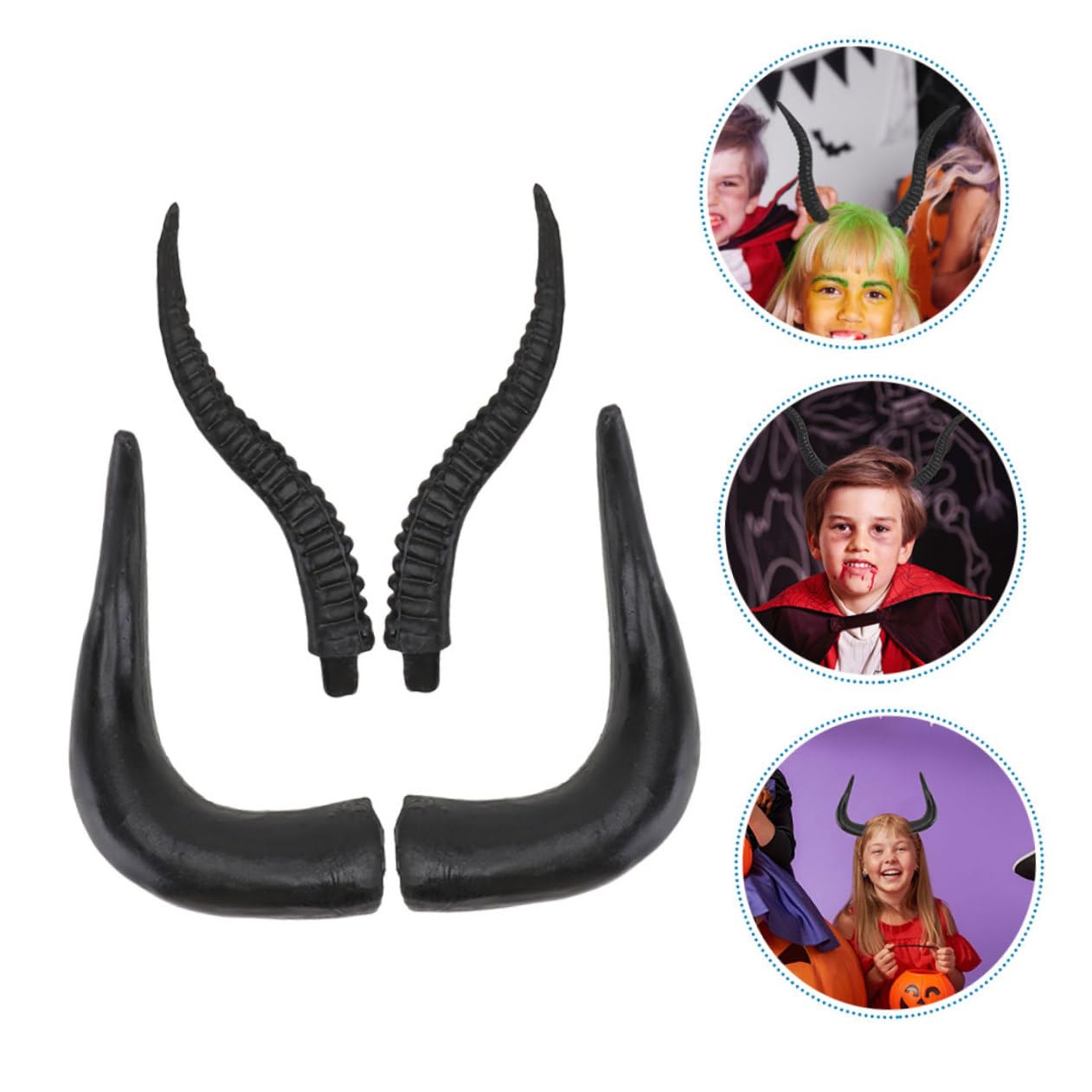 Healvian 8 Paare Imitation Antelope Horns für Halloween Diy Stirnband Zubehör Kunstleder Bullhörner Kostüm Requisiten für Cosplay Partys und Dekoration
