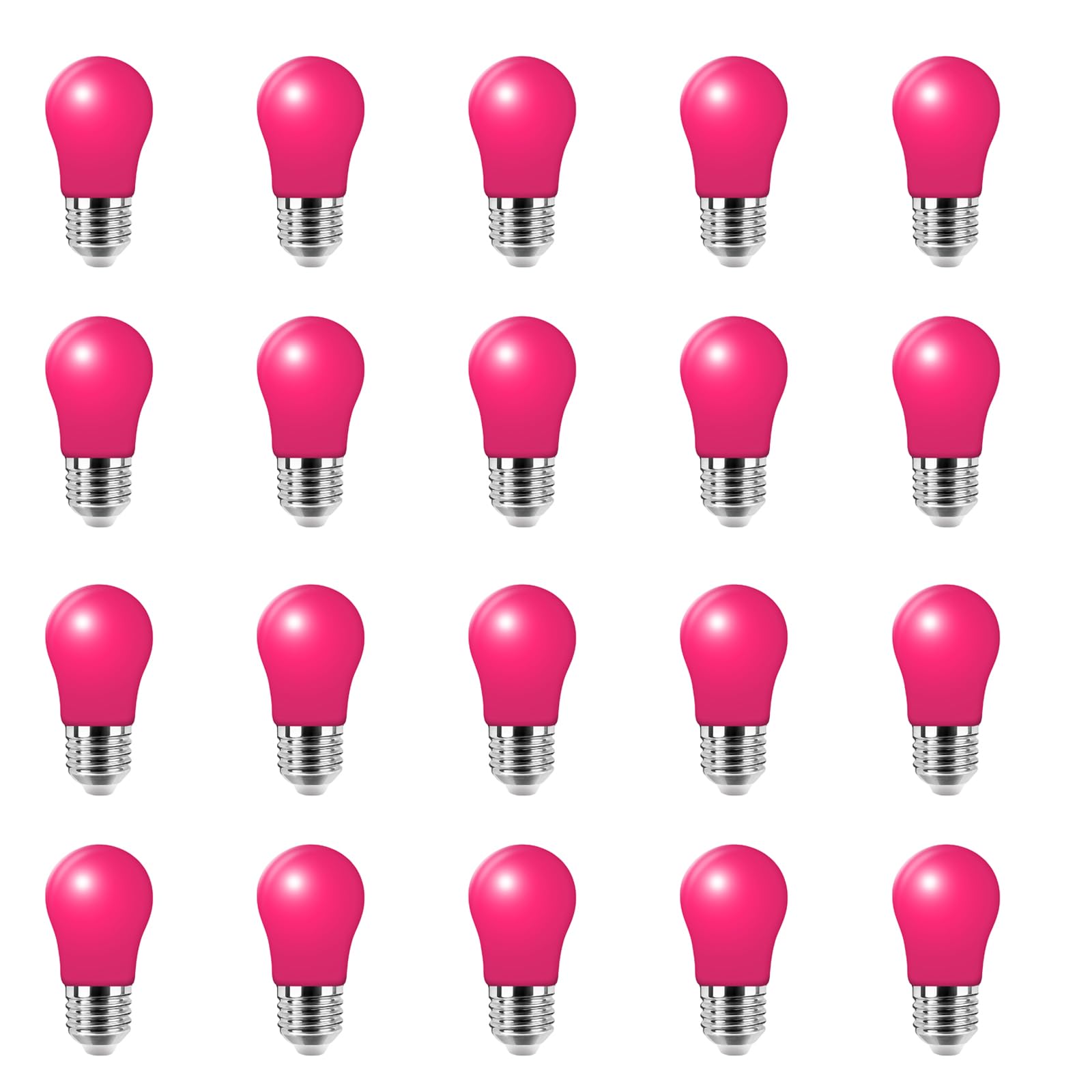 HUAMu Pack of 20 3W LED Coloured Light Bulbs, E27, A50, Screw Cap, Pink Light Bulb for Wedding, Halloween, Christmas Party, Non-Dimmable — image 1