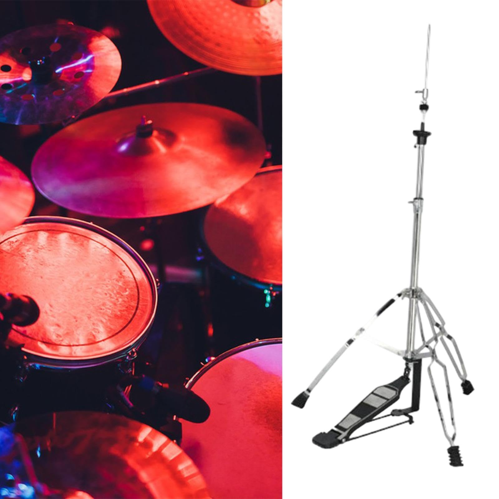 Support de Cymbale Hi Hat, Pieds En Caoutchouc Portables à Double Renfort, Trépied de Charleston, Kits de Batterie, Accessoire pour Exercice, Spectacl