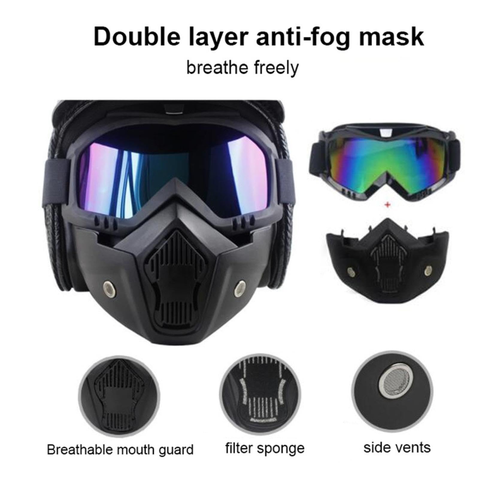 Retrò Harley Motociclo Mezzo Casco, 3/4 Faccia Aperta Caschi, DOT/ECE Approvato, Incrociatore Chopper Scooter Getto Anti-collisione Casco da Moto, per Adulto Uomini Donne