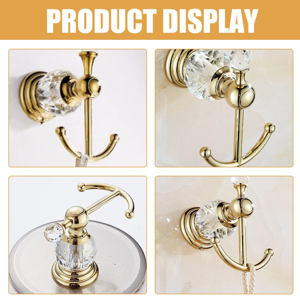 VALICLUD Gancho de Pared Dorado de Acero Inoxidable para Ropa y Toallas, Resistente Superficie Lisa sin Rebabas, Adecuado para Cocina y Pasillo Moderno