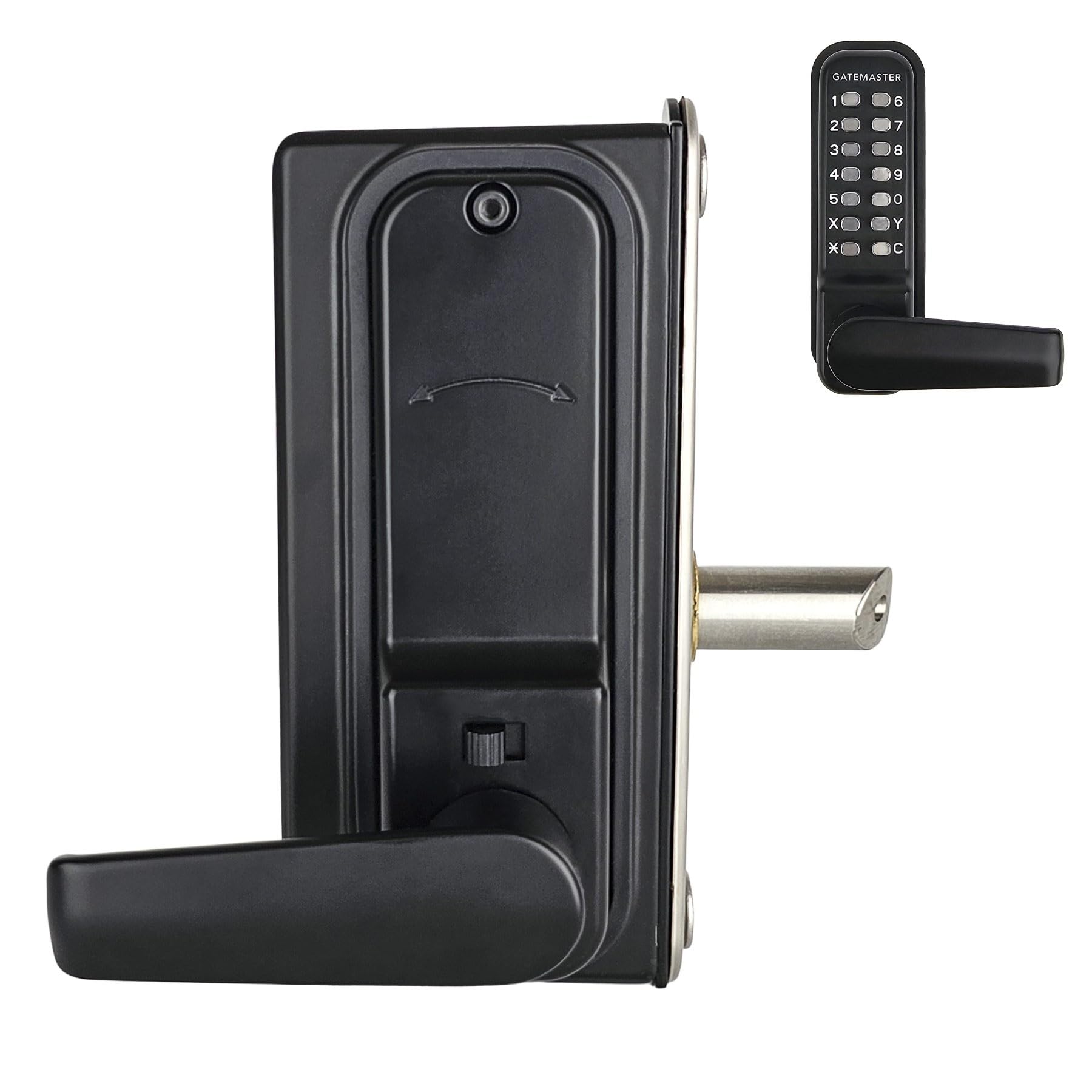 Gatemaster Black Superlock 2.0 Rapidreset Mechanical Digital Gate Lock Surface Mounted Single-Sided For Timber/Composite Gates Left Hand Bdgswrrl (Bdgswrr) 10-Second Code Change Lever Handles