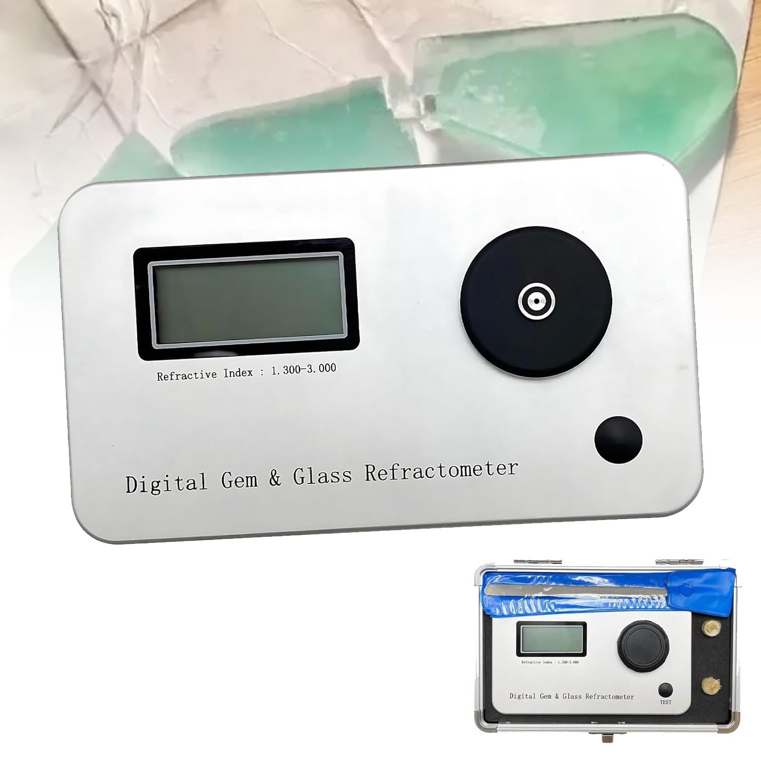 Refractómetro para Gemas, Detector de índice de refracción de Diamantes, índice de refracción 1.300-3.000, con Pantalla LCD, para joyería, Oro, Plata y Diamantes