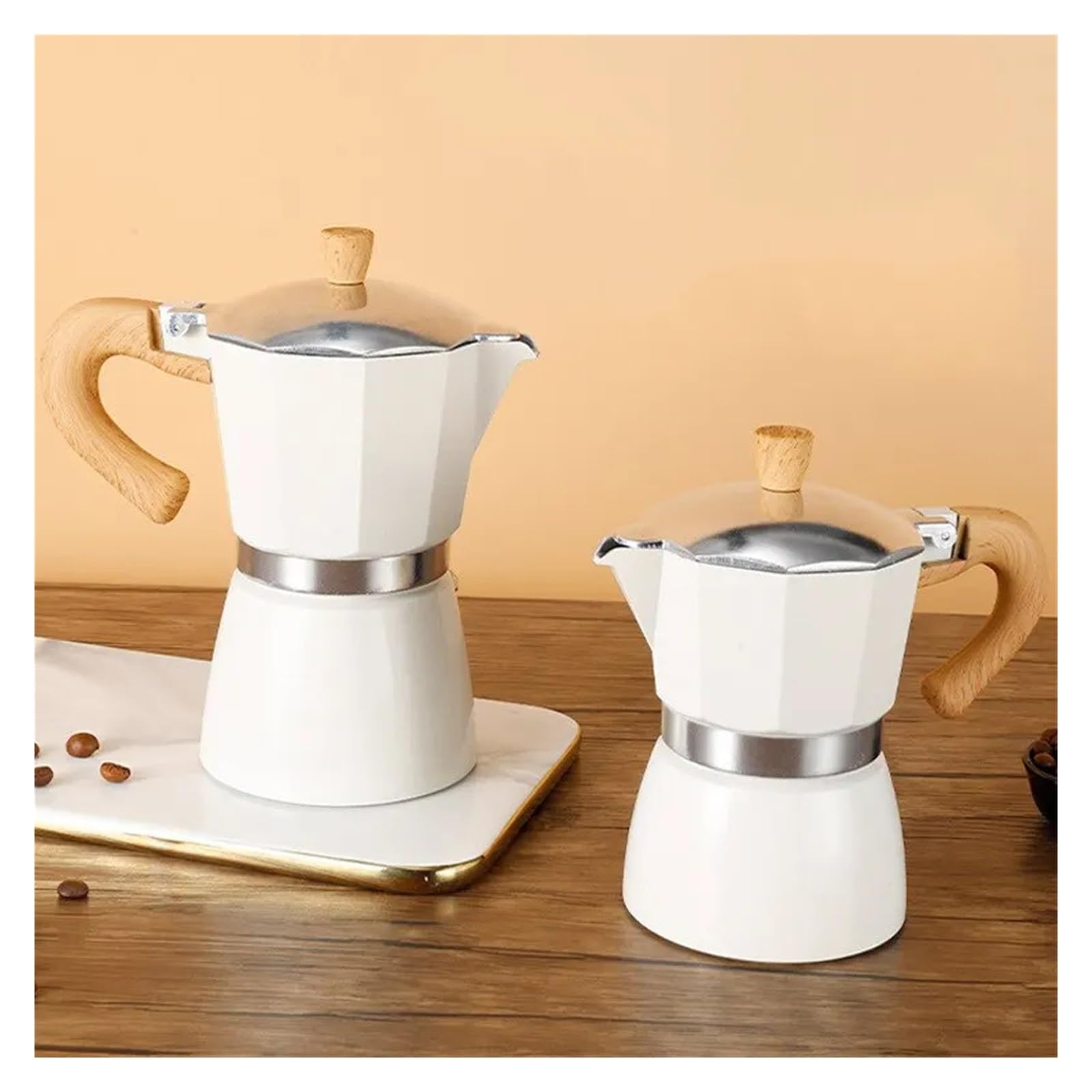 Accessori da cucina for moka con manico in legno 150 ml 300(300ml Moka Pot)