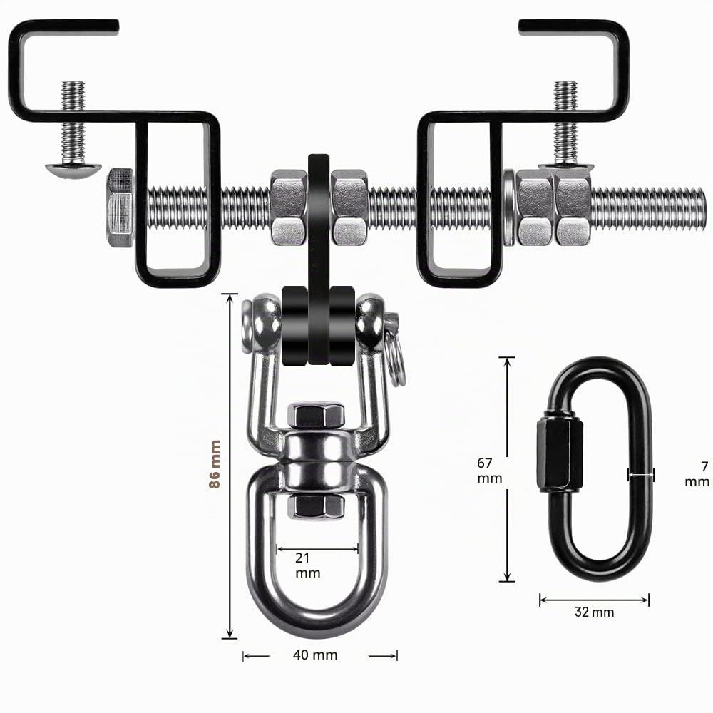 BeneLabel Boxsack I-Beam Aufhänger, Boxsack Halterung Balken Schwenkbar Verstellbar Klemme Sandsack Befestigung Karabiner für Indoor Outdoor Muay Thai Training