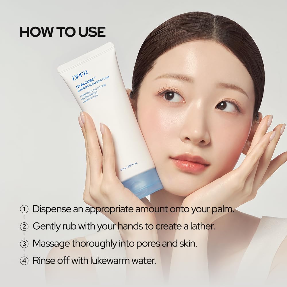 HYALCUBE Flooding Cleansing Foam, Face Wash, Facial Cleanser, Pore Care & Glass Skin, Korean Skincare, Hyaluronic acid, LHA, PHA, Hydrating, Korean Face Wash for Dry Skin(5.07 fl oz / 150ml) - Image 5