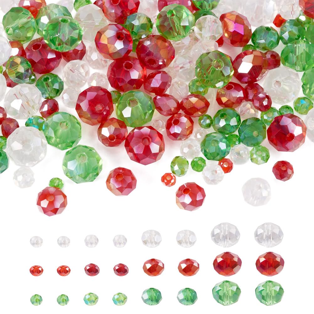 Cheriswelry 12 Strands Faceted Rondelle Glass Beads AB Color Crystal Glass Spacer Loose Beads for Jewelry Making Findings Christmas Bracelets โ image 1