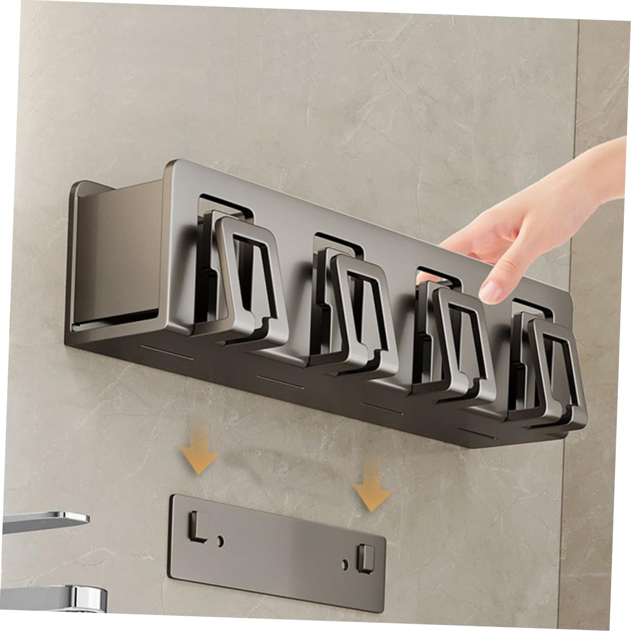Ciieeo Portacepillos De Dientes Metálico Sin Perforaciones Estante De Pared para Cepillos Soporte para Ducha y Baño