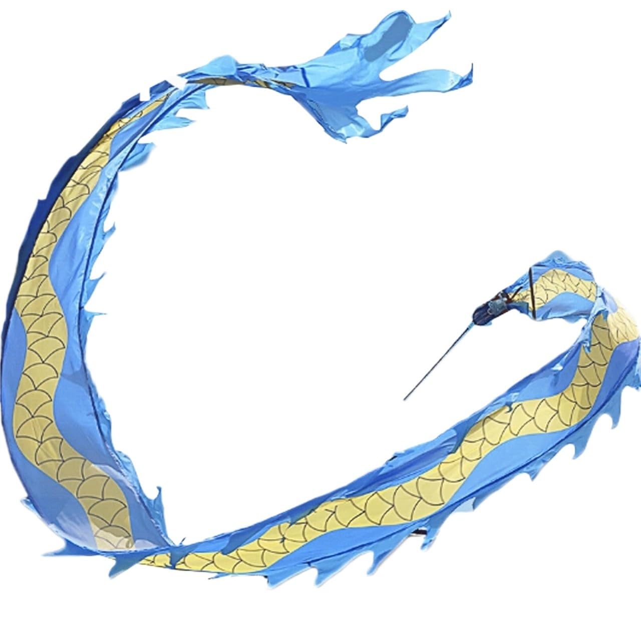 BJfhRH Outdoor Sports Traditional Dragon Ribbon Juggling Play Dance Streamer Head With Rope Exercise Festival Celebration(Blue)
