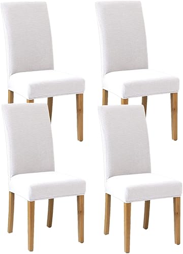 BoeshiBa Fundas elásticas para sillas de comedor, fundas para sillas Parsons, fundas para sillas de comedor (beige, paquete de 6)