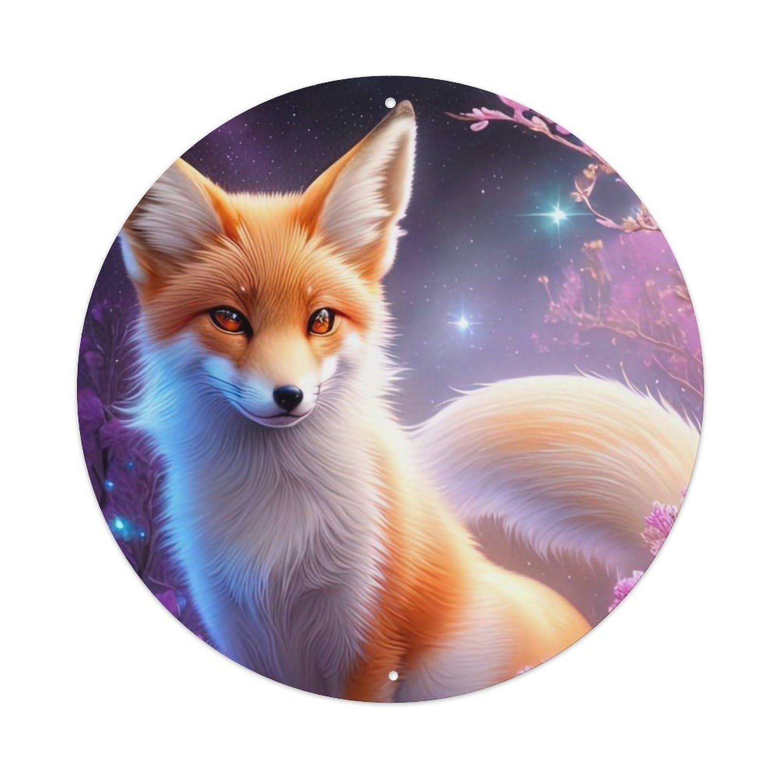 Animal Artwork Pink Fox Vintage Metal Tin Sign Plaque Wall Decor for Cafe, Club Bar, Office, Garden Metal Poster 8x8Inch